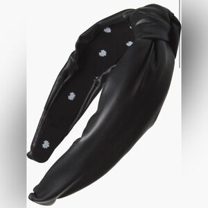 Lele Sadoughi Knotted Faux Leather Headband in Matte Black NWOT